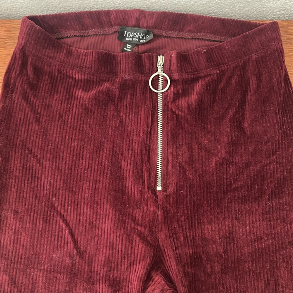 Top Shop Zip Corduroy Flare Pants